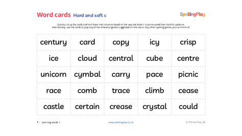 Word cards: